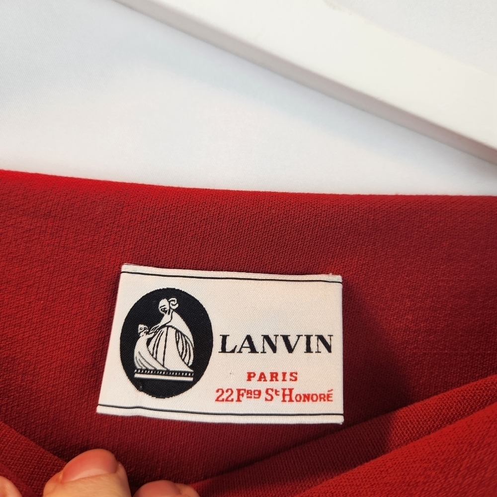 Lanvin Red Wool Raw Seam Asymmetric Dress size 12(44fr) in EUC - Picture 13 of 16